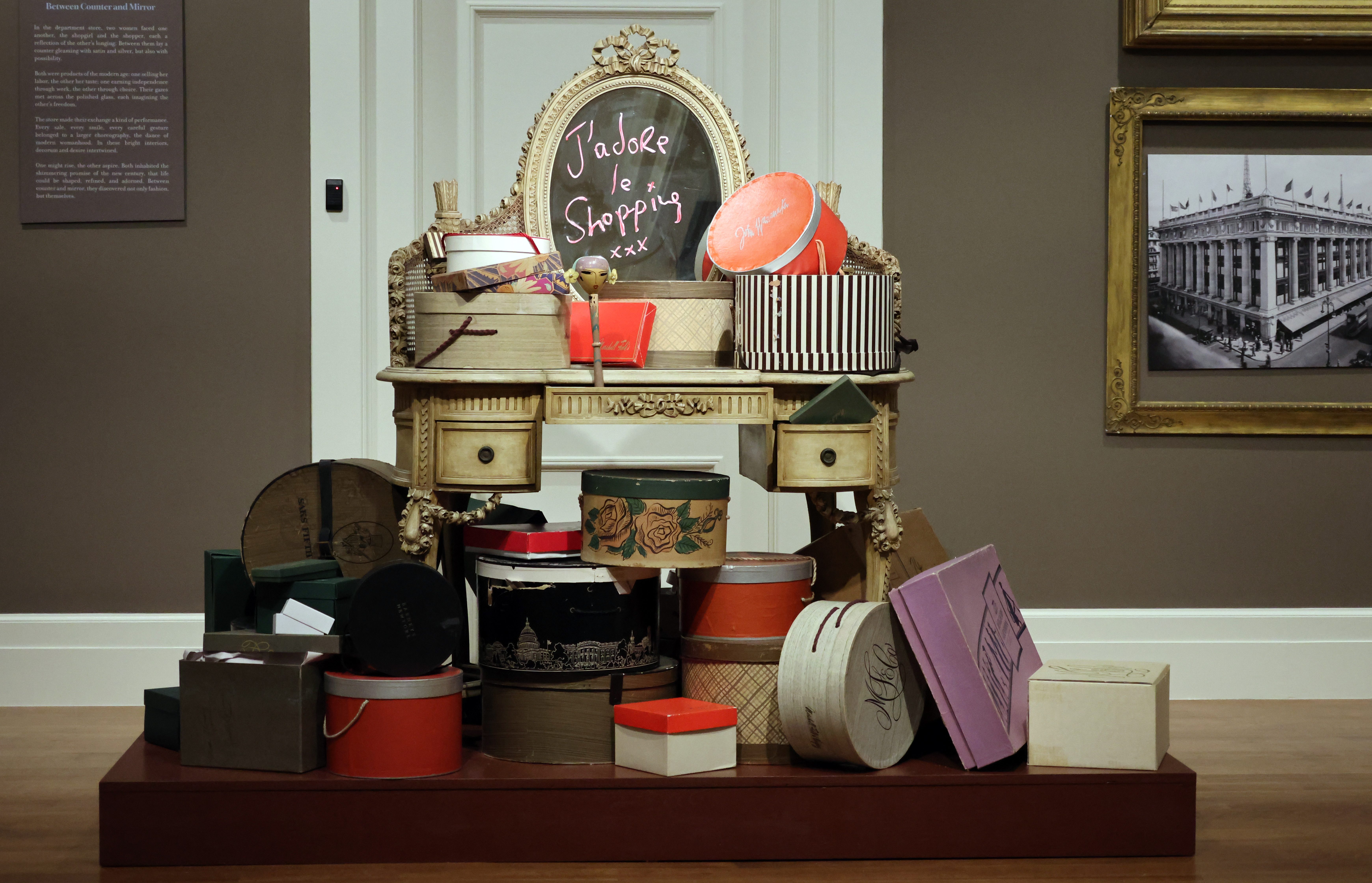 Palm Beacher Simon Doonan, former creative director of Barneys New York, accentuated a vanity desk mirror in his own style as part of the exhibit. (Joe Cavaretta/South Florida Sun Sentinel)